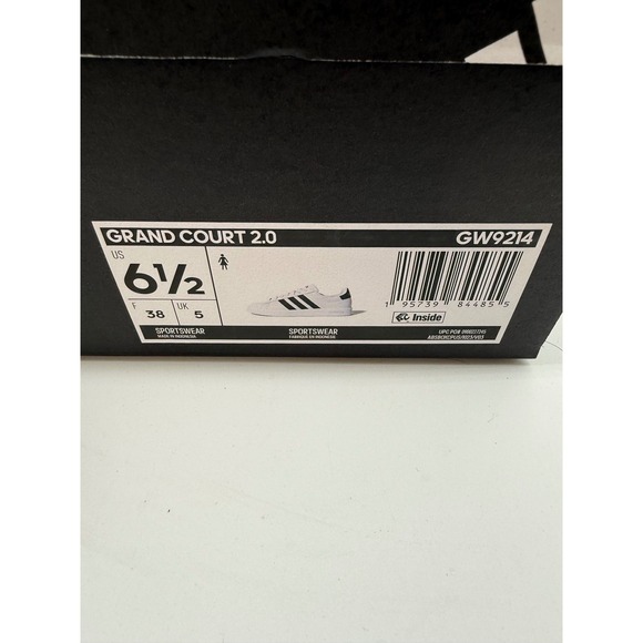 Adidas Grand Court 2.0 Women's Sneakers White Black Low Top Casual sz 6.5 - Picture 4 of 9